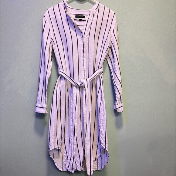 Banana Republic Dresses & Skirts - Banana Republic Black and White Striped Long Sleeve Tie Shirt Dress Size S